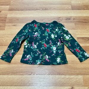 Old Navy Girls' Dark Green Floral Long-Sleeve Top, Size 3T